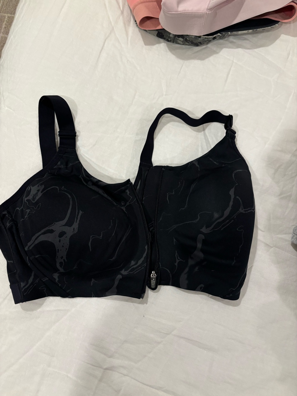 all in motion Black Racerback Sports Bra with Front Zipper